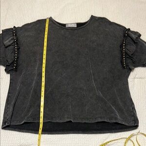 Women's Black Top with Ruffle Sleeves